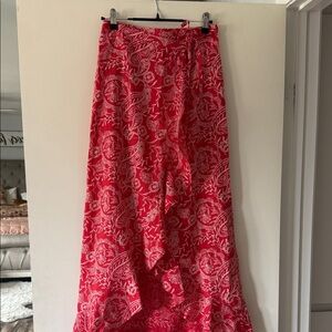 Universal Thread Vibrant Red and White Patterned Maxi Skirt